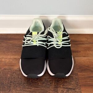 Black Athletic Sneakers with Mint Green Accents